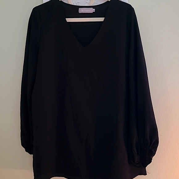 Black Flowy Professional Office Blouse - Picture 1 of 3